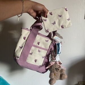 Madden Girl Butterfly Mauve Mini Tote Bag
